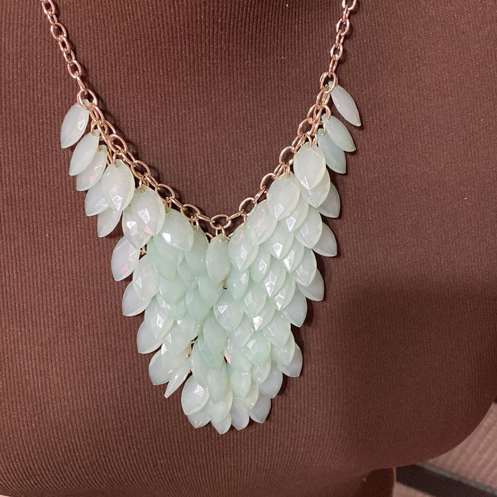 Mint Green Cascading Bib Necklace